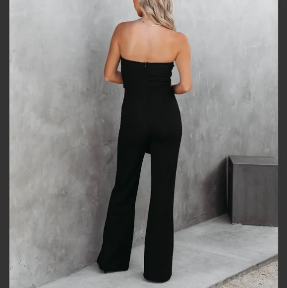 Black Bow Strapless Jumpsuit NWT - Picture 7 of 10